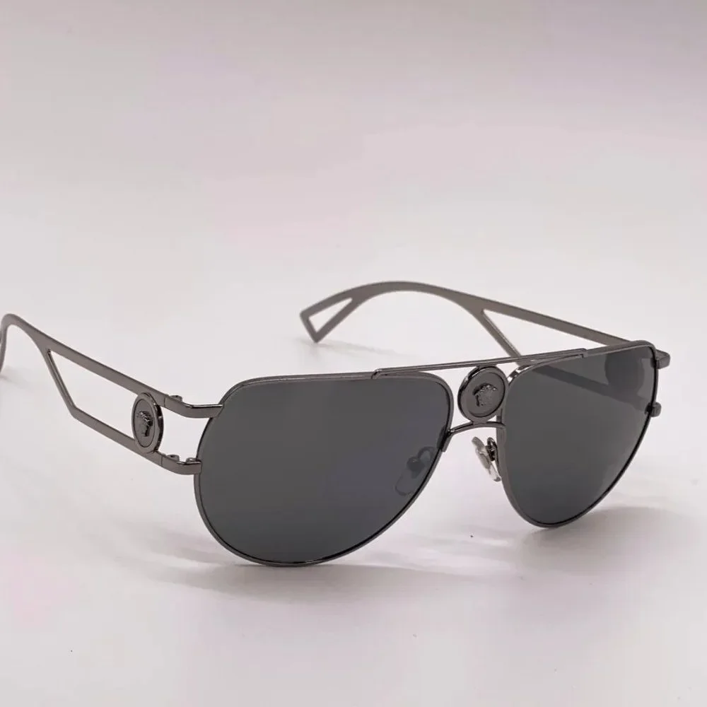 New! Versace Gray Unisex 60mm Sunglasses